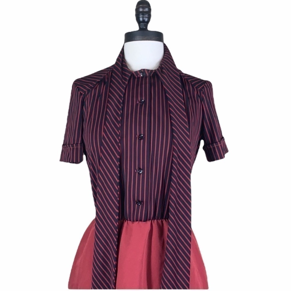 Vintage  pinstripe neck scarf dress - Picture 11 of 12